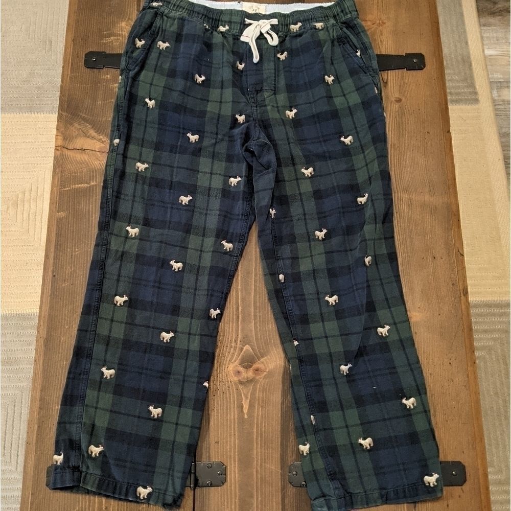 Christmas JCREW sleep pants plaid polar bear L